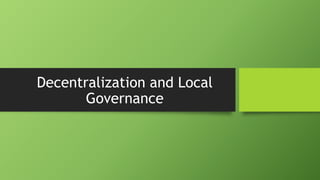 Decentralization and local governance PDF
